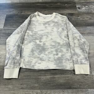 Athleta Farallon Gray White Womens 1X Tie Dye Crew Neck Pullover Sweatshirt‎